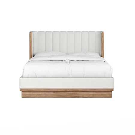 Contemporary Queen Upholstered Shelter Bed