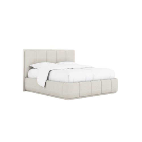 Contemporary King Upholstered Panel Bed with Vertical Channeling