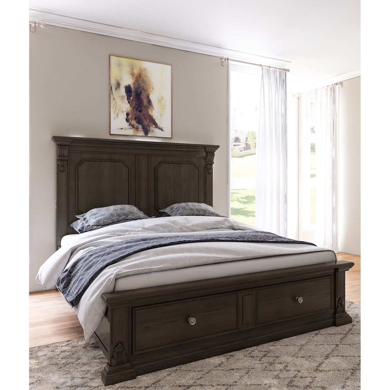 A.R.T. Furniture Inc 341 - Heritage Hill Queen Panel Bed with Footboard Storage