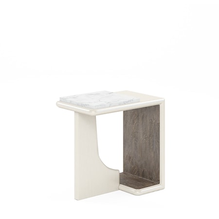 Contemporary Chairside Table With Marble Top