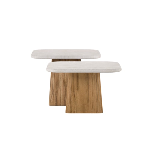 Contemporary Two-Tone Bunching Tables with Travertine Top