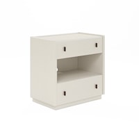 Contemporary 2-Drawer Nightstand w/ Open Shelf