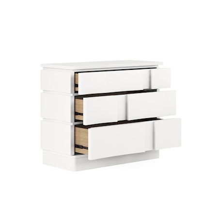 White Plaster 3-Drawer Bedroom Accent Chest