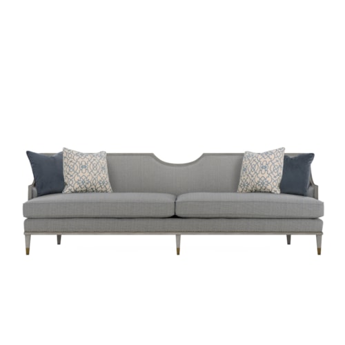 Transitional Vintage Blue 110in Sofa with Nailheads