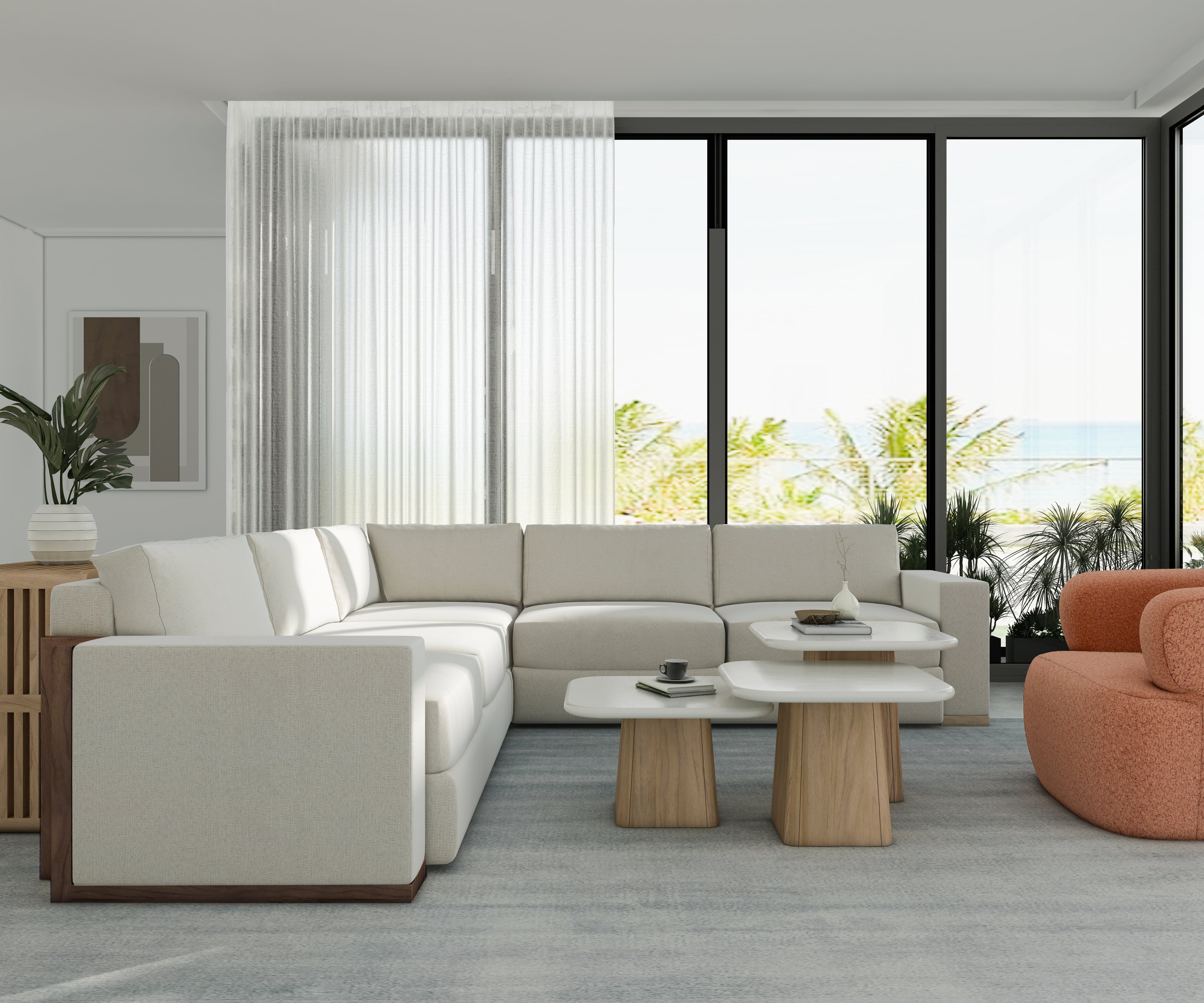 Two-Tone Accent Table with Travertine Top