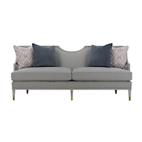 Transitional Sofa with Nailheads and 4 Throw Pillows