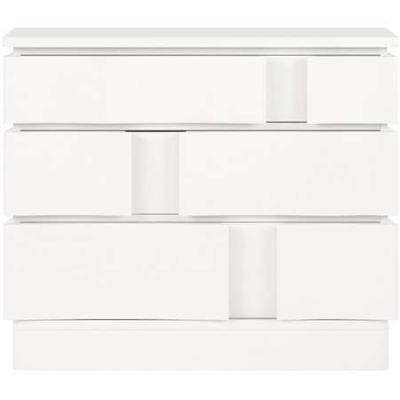 Contemporary White Plaster 3-Drawer Bedroom Accent Chest