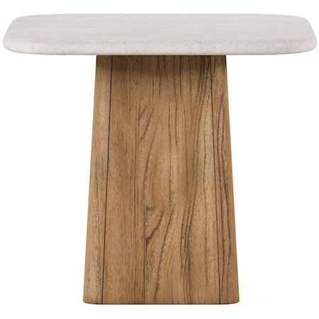 Two-Tone Accent Table with Travertine Top