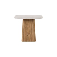 Contemporary Two-Tone Accent Table with Travertine Top
