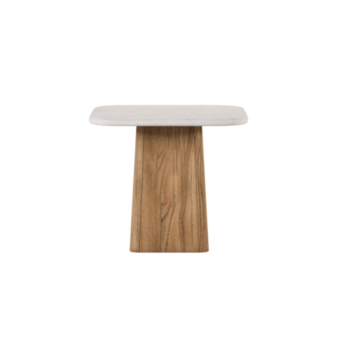 Contemporary Two-Tone Accent Table with Travertine Top