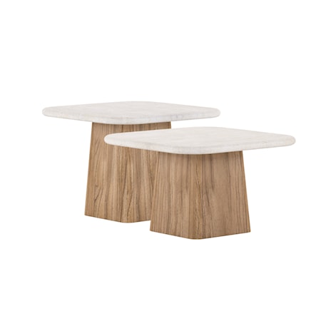 Two-Tone Bunching Tables with Travertine Top