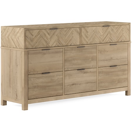 Transitional 8-Drawer Dresser with Cedar-Lined Bottom Drawers