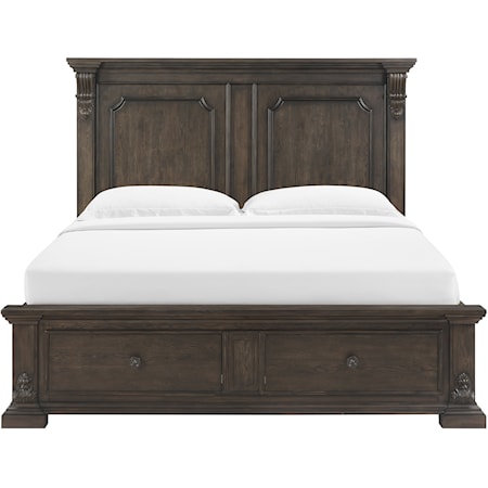 King Panel Bed with Footboard Storage