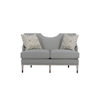 Transitional Loveseat with Nailheads and Throw Pillows