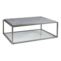 Transitional Rectangular Metal Cocktail Table with Marble Top