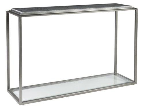 Transitional Metal Console Table with Marble Top