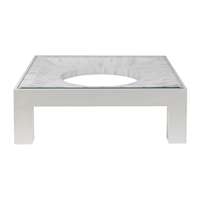 Transitional White Cocktail Table with Faux Horn Inlay