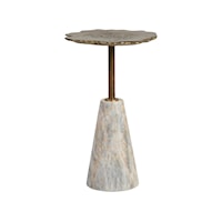 Transitional Bronze Drink Table with Marble Base