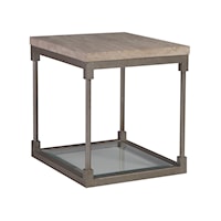 Transitional Rectangular End Table with Travertine Top