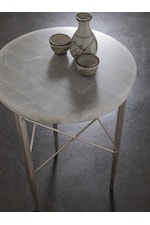 Artistica Bernard Contemporary Round Stone Spot Table with Stretcher