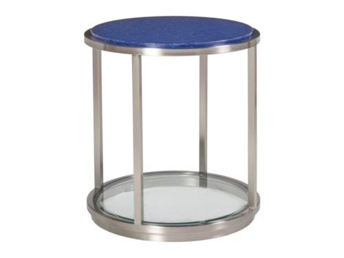 Contemporary Cobalt Blue Round End Table