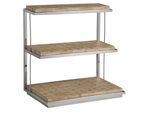 Contemporary Three Tier Spot Table with Rattan Basketweave