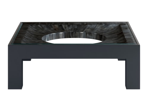 Transitional Charcoal Cocktail Table with Faux Horn Inlay