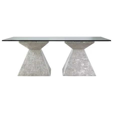 Rectangular Gypsum Dining Table with Glass Top