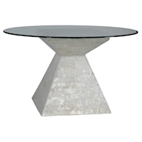 60 Inch Round Gypsum Dining Table with Glass Top