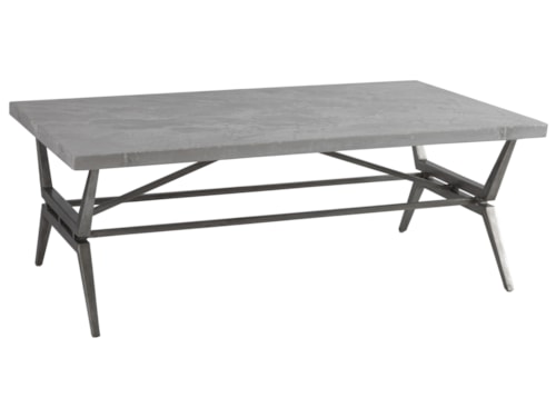 Transitional Rectangular Cocktail Table with Stone Top
