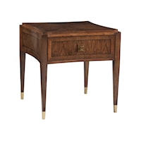 Transitional Square Walnut End Table with Drawer