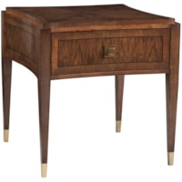 Transitional Square Walnut End Table with Drawer