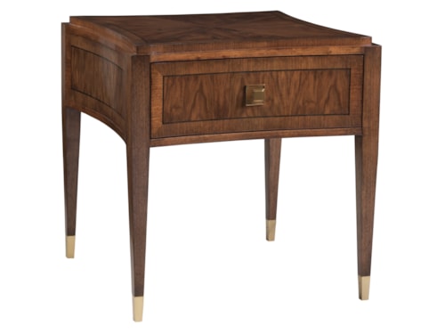 Transitional Square Walnut End Table with Drawer