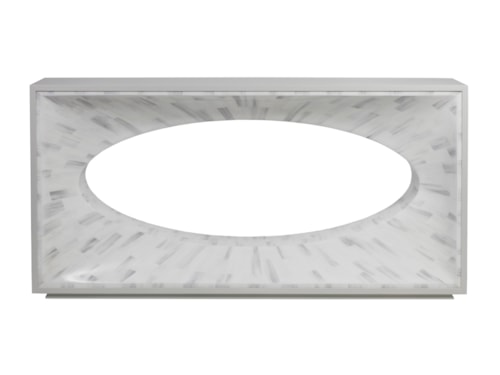 Transitional White Console Table with Faux Horn Inlay