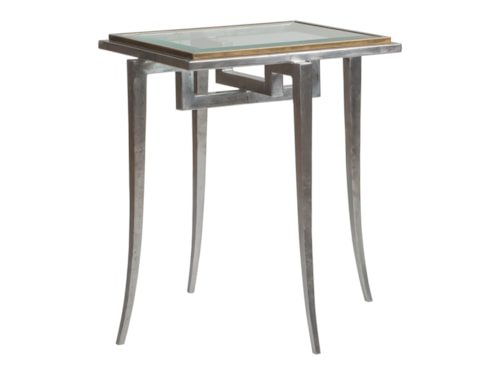 Two-Tone Metal and Glass Drink Table