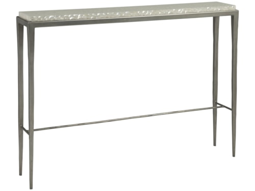 Transitional 9 Inch Depth Shallow Console Table with Troca Shell Top