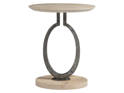 Transitional Oval Drink Table with Stone Top
