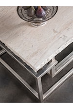 Artistica Theo Contemporary Rectangular Stone Top Cocktail Table with Glass Shelf