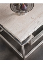 Artistica Theo Contemporary Rectangular Stone Top End Table with Glass Shelf