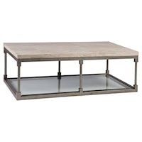 Transitional Rectangular Cocktail Table with Travertine Top