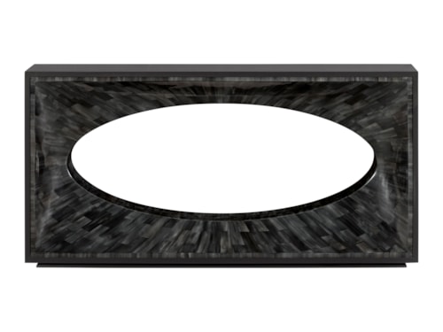 Transitional Charcoal Console Table with Faux Horn Inlay