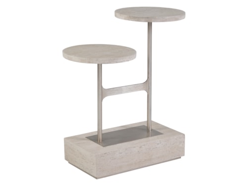 Contemporary 2-Tier Travertine Spot Table