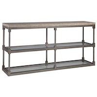 Transitional Metal Console Table with Travertine Top