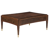 Transitional Rectangular Walnut Cocktail Table with 2 Drawers