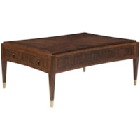 Transitional Rectangular Walnut Cocktail Table with 2 Drawers