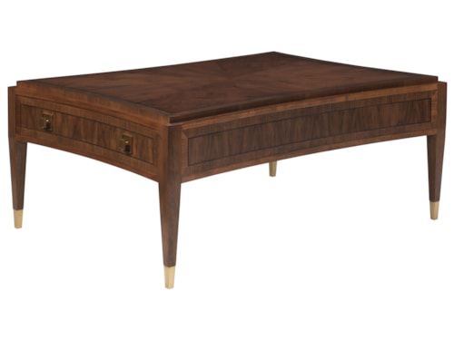 Transitional Rectangular Walnut Cocktail Table with 2 Drawers