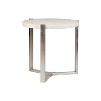 Round Lamp Table with Travertine Top