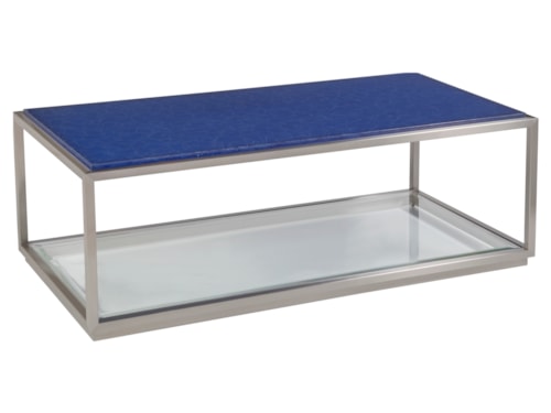 Contemporary Cobalt Blue Rectangular Cocktail Table