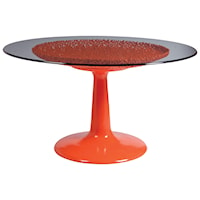 Contemporary Seascape Orange Dining Table With Glass Top