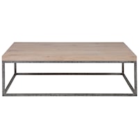 Modern Rustic Rectangular Cocktail Table with Natural Oak Top